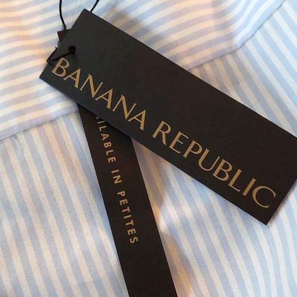 NWT Banana Republic tailored ruffled blouse, blue/white striped, 14 - Picture 8 of 9